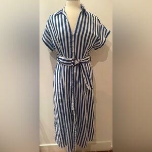 ZARA blue and white stripe shirt dress. 
Size L.